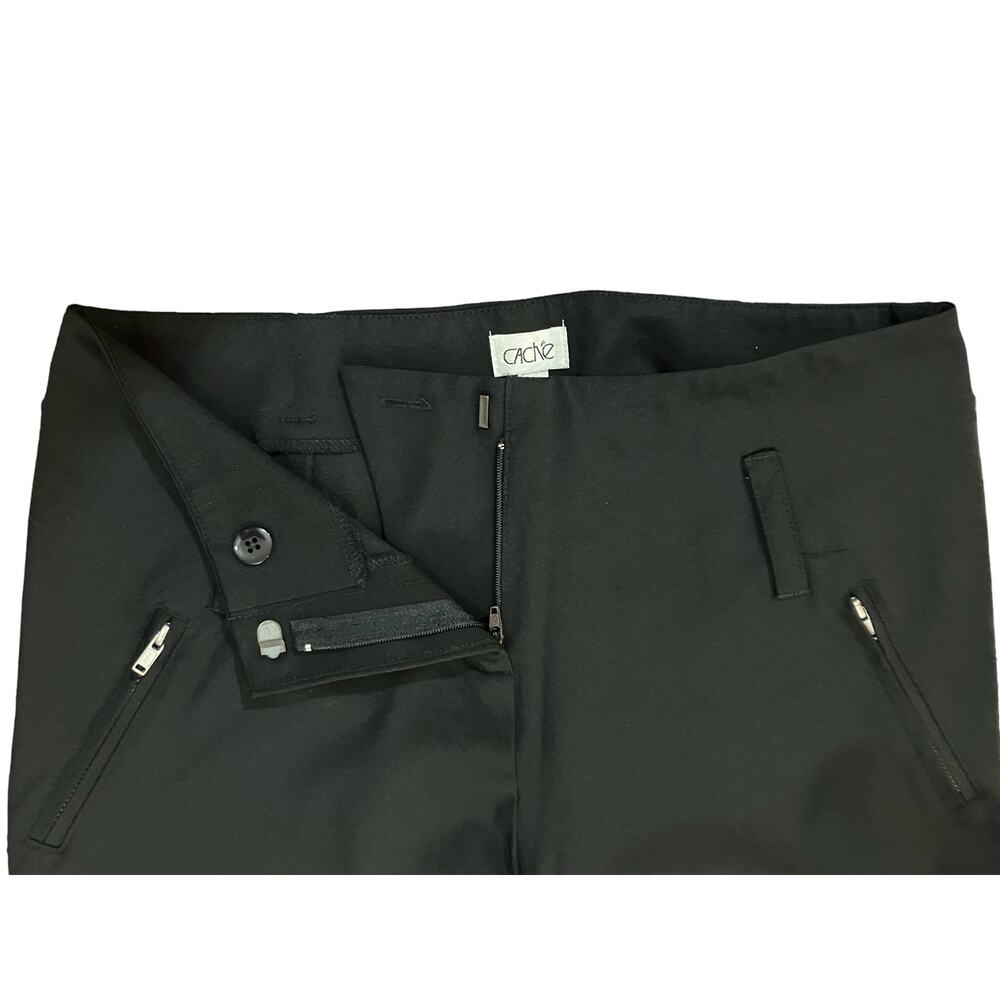 Cache Women's Black Flare Leg Dress Pants W/ Belt Loops 34" Inseam | Size 2 - Picture 5 of 8